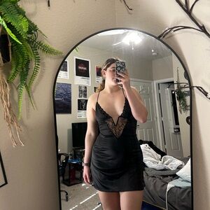 Elegant Black Lace Slip Dress